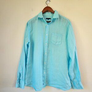 Martin+Osa Men Long Sleeve Casual Button-Down Linen Shirts Sz M,Turquoise,Casual